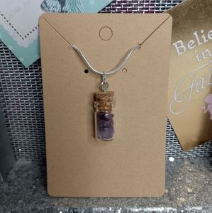 Glass bottle Amethyst crystal necklace